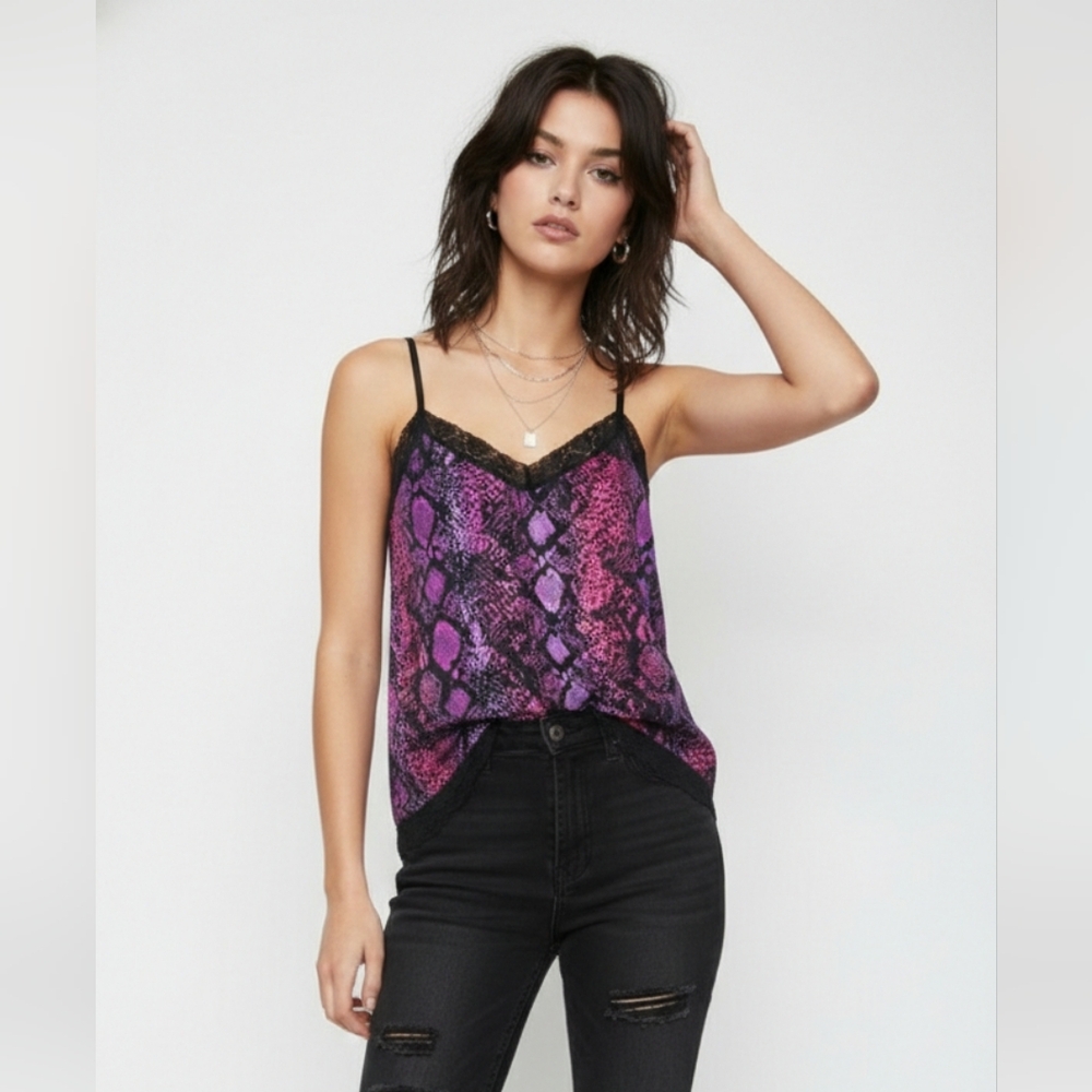 Fashion Bug Tank Purple Snakeskin Lace Goth Grunge Punk Jersey 1X